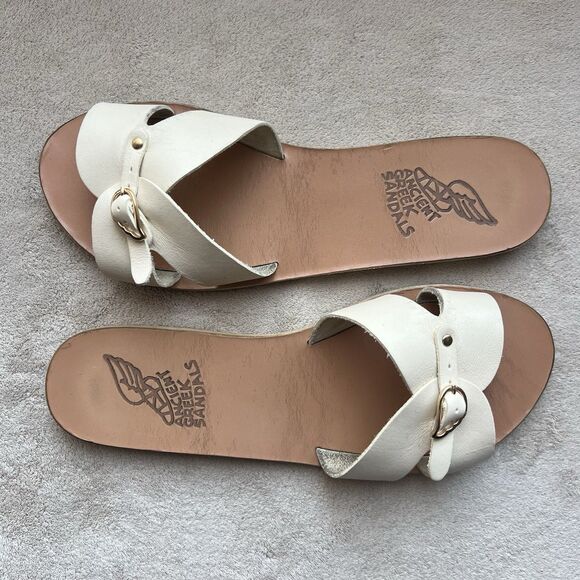 Ancient Greek Sandals Anna Cream Leather Flat Sandal Women EU 41 US 10 Casual - Picture 4 of 16